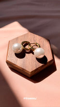 Load image into Gallery viewer, Champagne / White Pearl Huggie Earrings