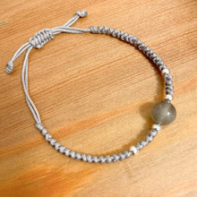 將圖片載入圖庫檢視器 Custom Made Grey Moonstone Bracelet - Grey Rope