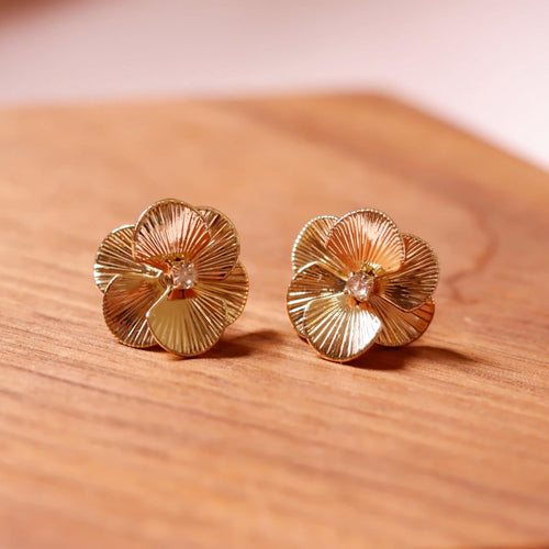 18K Gold Plated Flower Stud Earrings