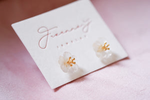 Frosted Clear Flower Stud Earrings