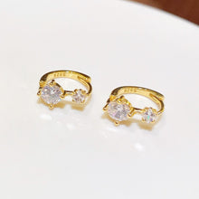 Load image into Gallery viewer, 18K Gold Plated Double Cubic Zirconia Mini Hoop Earrings