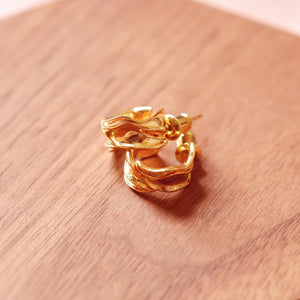 18K Gold Plated Double Knot C Shaped Earrings