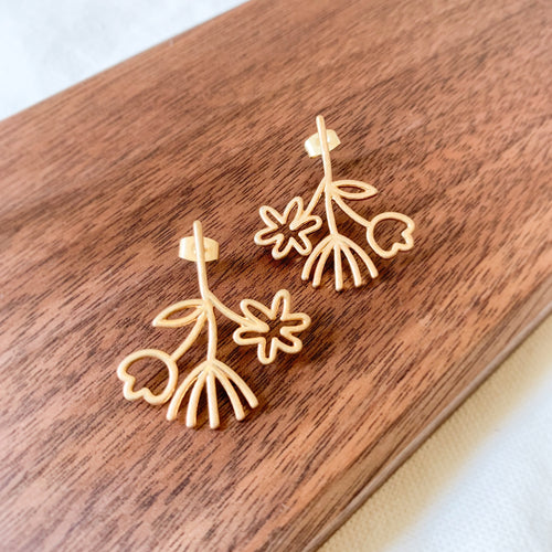 18K Gold Plated Flower Earrings