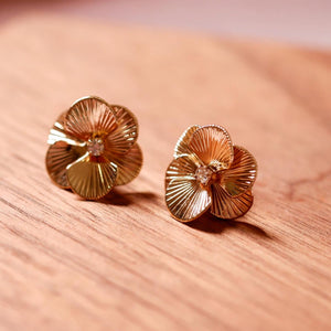 18K Gold Plated Flower Stud Earrings