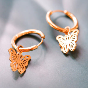 18K Gold Plated Butterfly Huggie Earrings