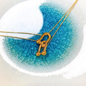 18K Gold Plated Double Layers Link Pendant Necklace