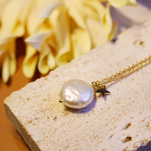 18K Gold Plated Baroque Pearl Little Star Necklace
