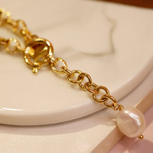 Load image into Gallery viewer, 18K Gold Plated Pig Nose Bracelet with Baroque Pearl