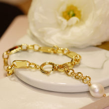 Load image into Gallery viewer, 18K Gold Plated Pig Nose Bracelet with Baroque Pearl