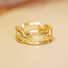 將圖片載入圖庫檢視器 18K Gold Plated Brass Chain Design Open Ring - Karen