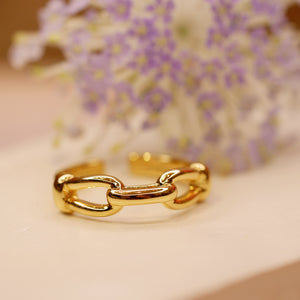 18K Gold Plated French Brass Link Ring