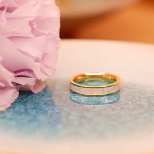 18K Gold Plated Brass Shell Round Band Ring