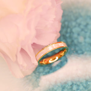 18K Gold Plated Brass Shell Round Band Ring