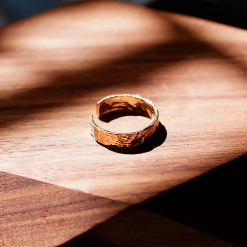 18K Gold Plated Open Hammered Ring - Thick