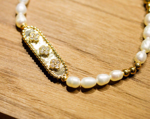 18K Gold Plated Cubic Zirconia Pearl Bracelet