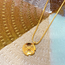 Load image into Gallery viewer, 18K Gold Plated Compass Pendant Box Chain Necklace