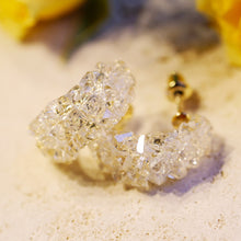 Load image into Gallery viewer, C Shaped Clear Crystal Earrings