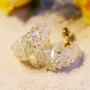 C Shaped Clear Crystal Earrings