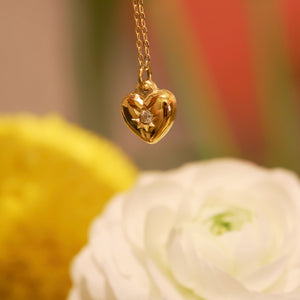 18K Gold Plated Cubic Zirconia Heart Pendant Necklace