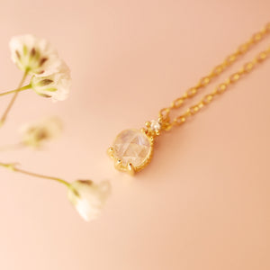 18K Gold Plated Cubic Zirconia Moonstone Necklace