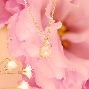 18K Gold Plated Cubic Zirconia Moonstone Necklace