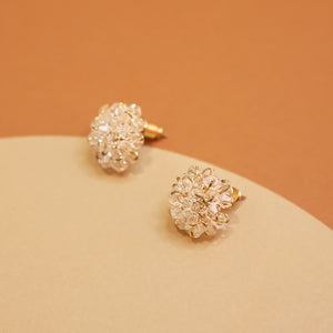 18K Gold Plated Clear Flower Stud Earrings