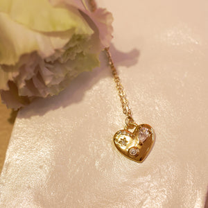 18K Gold Plated Cubic Zirconia Heart Necklace