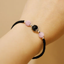 Load image into Gallery viewer, Custom Made Obsidian and Kunzite Bracelet