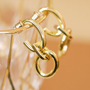 18K Gold Plated D Knot Hanging Huggie Earrings