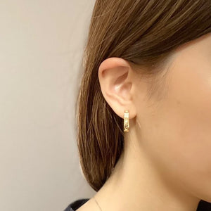 18K Gold Plated Embossed Dot Hoop Earrings