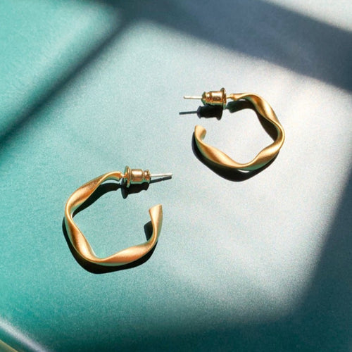 Twisted Matte Gold Hoop Earrings