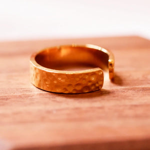 Spanish 18K Gold Plated Titanium Hammered Ring