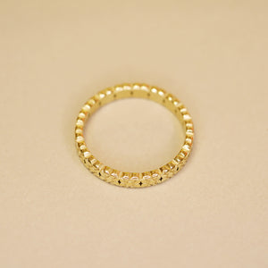18K Gold Plated Daisy Debossed Pattern Ring