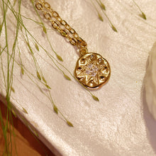 將圖片載入圖庫檢視器 18K Gold Plated Deboss Cubic Zirconia Star Coin Pendant Charm Necklace