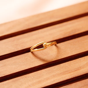 18K Gold Plated Double Knot Ring - Thin