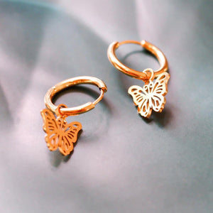 18K Gold Plated Butterfly Huggie Earrings