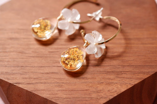 Acrylic Resin Dried Flower Earrings