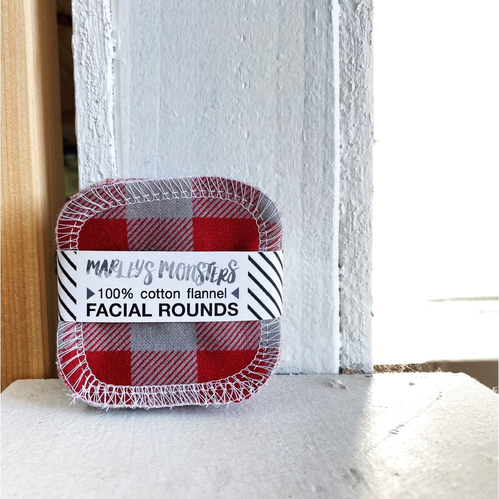 Facial Rounds - Red and Grey Buffalo Plaid