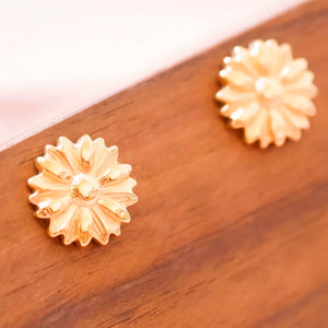 18K Gold Plated Titanium Chrysanthemum Earrings