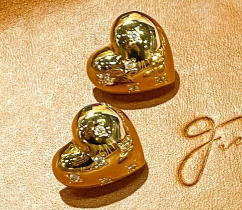 18K Gold Plated Heart Earrings