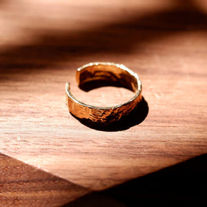 18K Gold Plated Open Hammered Ring - Thick