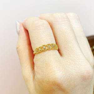 18K Gold Plated Vintage Cubic Zirconia Hollow-Out Ring