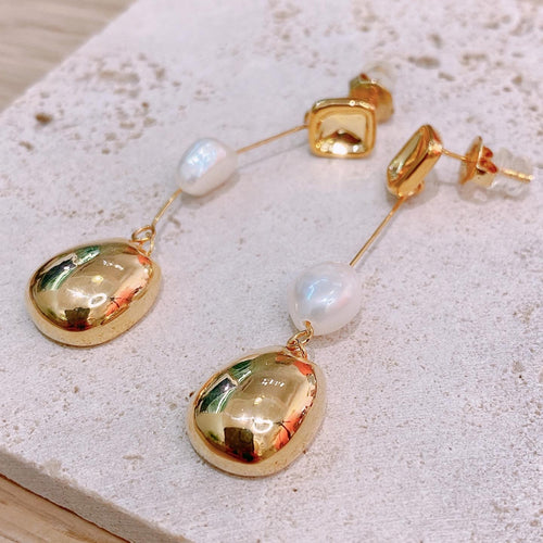 18K Gold Plated Pearl Drop Earrings - Veronica