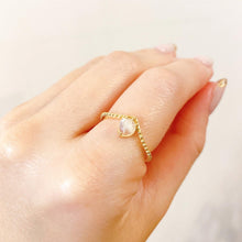 Load image into Gallery viewer, 18K Gold Plated Moonstone V Shaped Open Ring