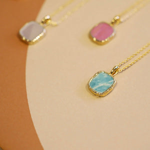 18K Gold Plated Multicolor Natural Crystal Necklace
