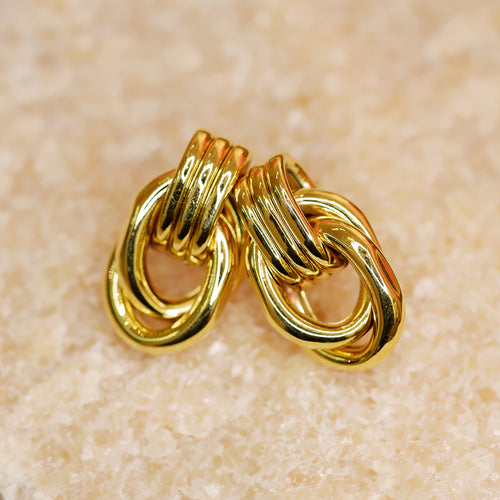 18K Gold Plated French Style Brass Earrings - Elize