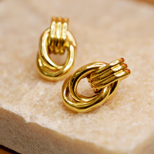 18K Gold Plated French Style Brass Earrings - Elize