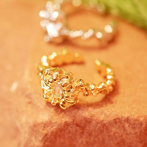 18K Gold Plated / Silver Plated Open Titanium Lava CZ Ring