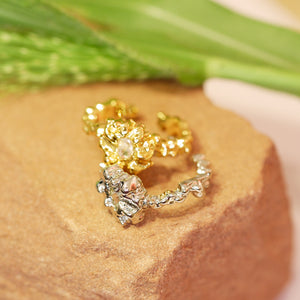 18K Gold Plated / Silver Plated Open Titanium Lava CZ Ring