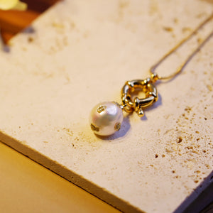 18K Gold Plated Gold Foiled Pearl Necklace